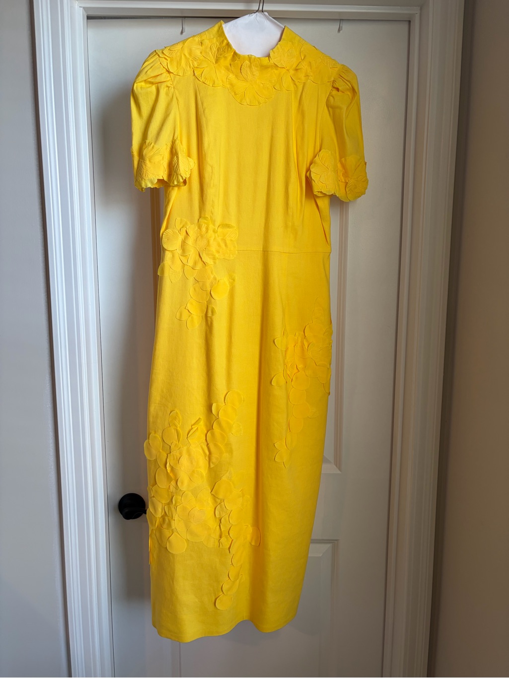 Yellow Antonio Melani Willow Linen Floral Appliqu Midi Dress